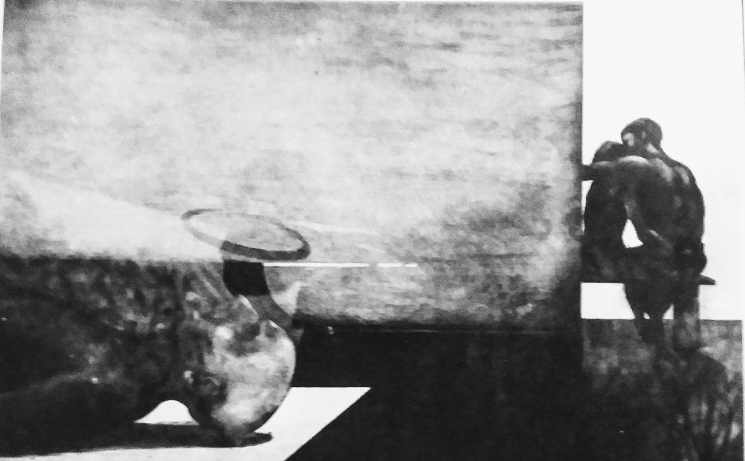 शिफ्टिंग हालो, चित्रकार-अनुपम सूद,  रंगीन अम्लांकन, 1980 , 52 × 67 सेमी., साभार: समकालीन कला, ललित कला अकादमी की पत्रिका, नवम्बर 1985 अंक