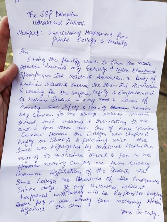 nasir letter regarding his security.jpeg