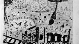 चित्र : संगीता खरे, साभार, कला त्रैमासिक, बाल कला अंक 12 : 1981 , प्र. उत्तर प्रदेश ललित कला अकादमी।