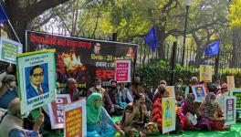 दिल्ली: दलित शोषण मुक्ति मंच का दलितों पर बढ़ते अत्याचार और नौदीप कौर की रिहाई की मांग को लेकर प्रदर्शन